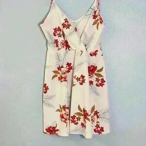 Women's summer spaghetti strap short floral dress with belt size L